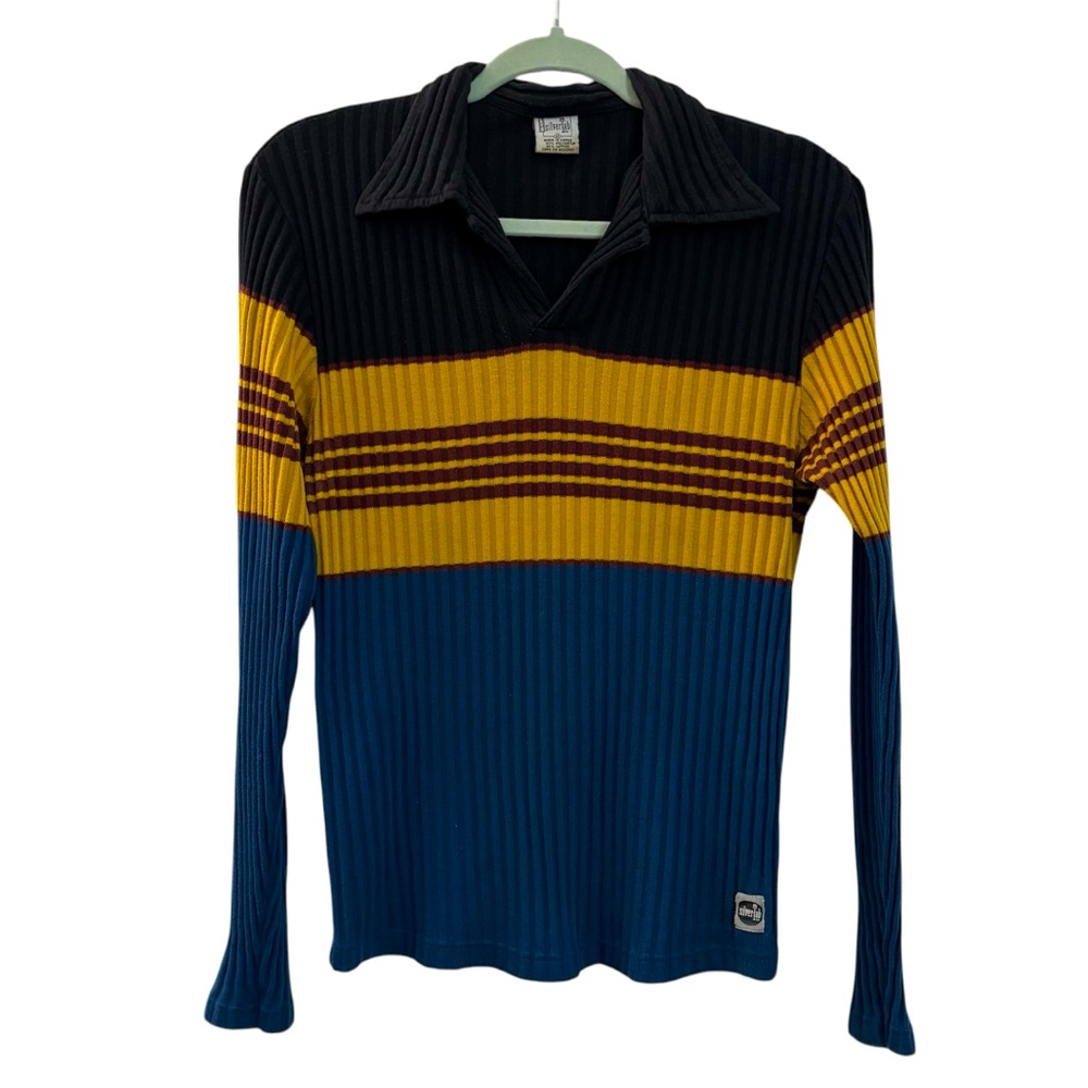 Levi’s SilverTab Long Sleeve Collared Shirt Ribbed Top Vintage Preppy Stripes